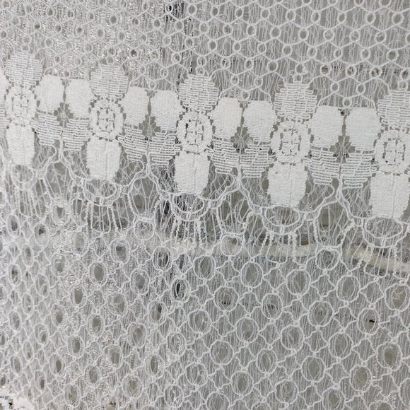 Arrianna by Howard's Ivory Sheer Lace Long Sleeve Top Women's Size Small Medium - Picture 10 of 11